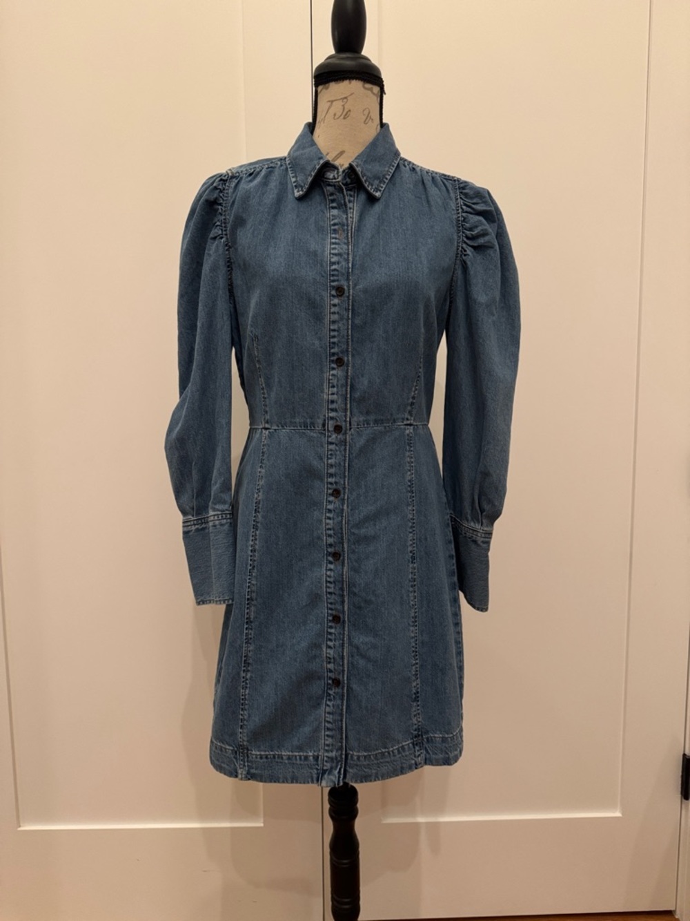 NWT FRAME Denim Button-Front Dress - Blue